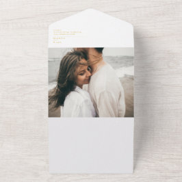 Modern minimalistisch Gold Font Photo Seal and Sen All In One Uitnodiging