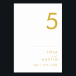 Modern minimalistisch Gold Font Table Number Kaart<br><div class="desc">Dit Moderne minimalistische Gold Font-tabelnummer is perfect voor uw lelijke boho bruiloft. Het eenvoudige, unieke abstracte ontwerp dat vergezeld gaat van een hedendaags, minimaal script en gouden kleurenpalet geeft dit product een gevoel van elegante formele luxe terwijl het simplistische, chic bohemen blijft. Houd het zoals is, of verkies om het...</div>