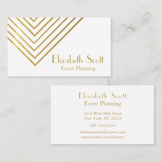 Modern minimalistisch Gold Geometric Design Visitekaartje (Voorkant / Achterkant)