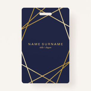 Modern minimalistisch Gold Geometric Midnight Blue Badge