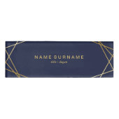 Modern minimalistisch Gold Geometric Midnight Blue Naambadge (Voorkant)