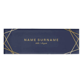Modern minimalistisch Gold Geometric Midnight Blue Naambadge