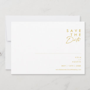 Modern minimalistisch Gold lettertype horizontaal Save The Date