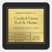 Modern minimalistisch Gold Luxury-kaarlelabel Vierkante Sticker (Voorkant)