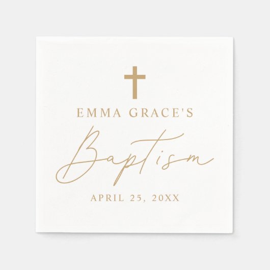 Modern minimalistisch Gold Script Baptisme Servet (Voorkant)