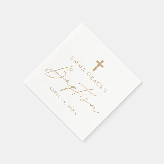Modern minimalistisch Gold Script Baptisme Servet (Hoek)