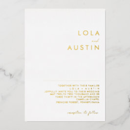 Modern minimalistisch | Gold Wedding Real Folie Uitnodiging