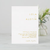 Modern minimalistisch | Gold Wedding Real Folie Uitnodiging (Staand Voorkant)