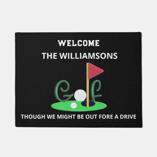 Modern minimalistisch golfthema gepersonaliseerd deurmat (Voorkant)