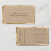 Modern minimalistisch goud border kraftpapier visitekaartje (Voorkant / Achterkant)