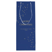 Modern Minimalistisch Goud Confetti Zalig Kerstfee Wijn Cadeautas (Achterkant)