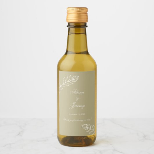 Modern minimalistisch goud en kream Bloom Mini Wijn Etiket (Voorkant)