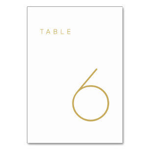 Modern minimalistisch goud- en wittabelnummer kaart