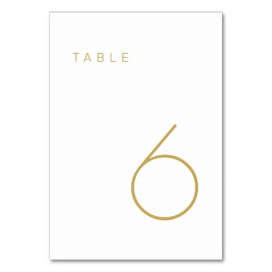 Modern minimalistisch goud- en wittabelnummer kaart (Voorkant)