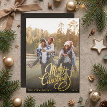 Modern Minimalistisch Goud Folie Familie Foto