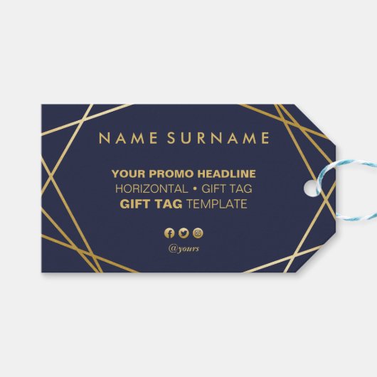 Modern Minimalistisch Goud Geometrisch Horizontaal Cadeaulabel (Voorkant (Horizontaal))