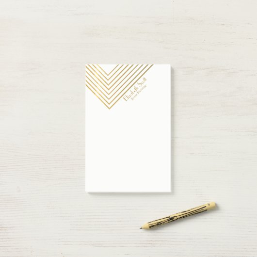 Modern Minimalistisch Goud Geometrisch Ontwerp Post-it® Notes (Op bureau)