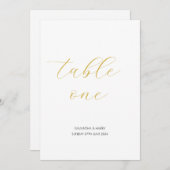 Modern Minimalistisch Goud Script Trouwtafel numme (Voorkant / Achterkant)