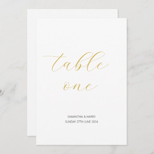 Modern Minimalistisch Goud Script Trouwtafel numme (Voorkant / Achterkant)