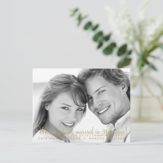 Modern minimalistisch goud sparen de Datum Briefka Aankondigingskaart (Staand voorkant)