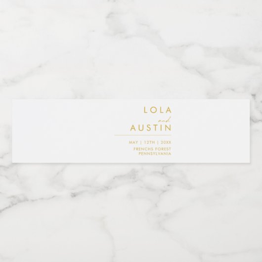 Modern minimalistisch goud waterfles etiket (Enkel label)