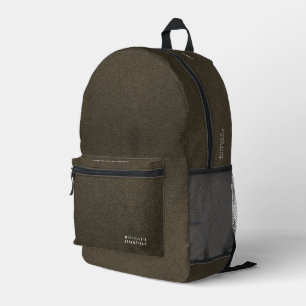 Modern minimalistisch goudbruin leer bedrukte rugzak