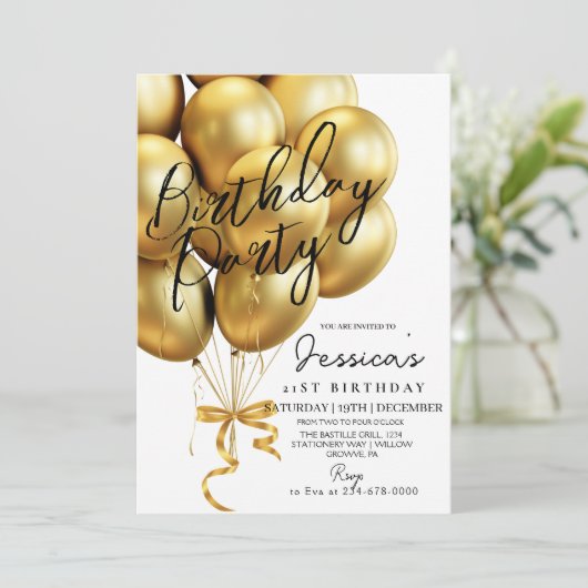 Modern minimalistisch gouden script zwart verjaard kaart (Staand voorkant)