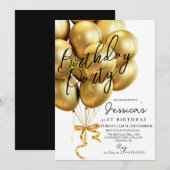 Modern minimalistisch gouden script zwart verjaard kaart (Voorkant / Achterkant)