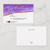 Modern minimalistisch goudglitter Gift-certificaat Visitekaartje (Voorkant / Achterkant)