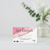 Modern minimalistisch goudglitter Gift-certificaat Visitekaartje (Staand voorkant)