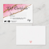 Modern minimalistisch goudglitter Gift-certificaat Visitekaartje (Voorkant / Achterkant)