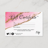 Modern minimalistisch goudglitter Gift-certificaat Visitekaartje (Voorkant)