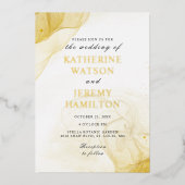 Modern minimalistisch goudhuwelijk folie uitnodiging (Voorkant)