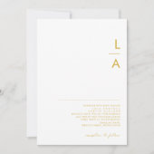 Modern minimalistisch goudlettermonogram huwelijk kaart (Voorkant)