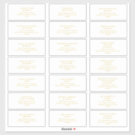 Modern minimalistisch goudlettertype bruiloft gast sticker