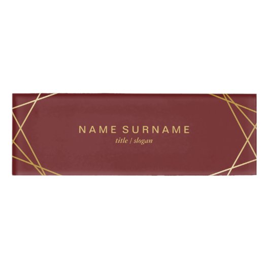 Modern minimalistisch goudpatroon, geometrisch pat naambadge (Voorkant)
