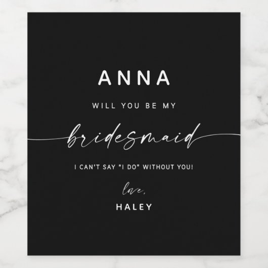 Modern minimalistisch grafisch voorstel | Zwart Wijn Etiket (Enkel label)