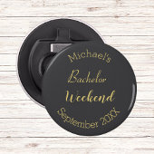 Modern minimalistisch grijs en goud vrijgezellenfe button flesopener