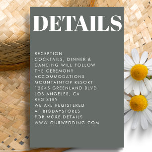 Modern minimalistisch grijs gebold Typografie brui Informatiekaartje