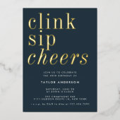 Modern minimalistisch grijs goud 40e verjaardagsfe folie uitnodiging (Voorkant)