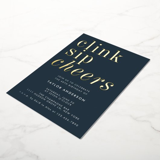 Modern minimalistisch grijs goud 40e verjaardagsfe folie uitnodiging (Gedraaid)