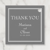 Modern minimalistisch grijs huwelijk bedankjes labels (Achterkant)