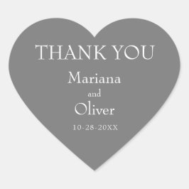 Modern minimalistisch grijs huwelijk hart sticker
