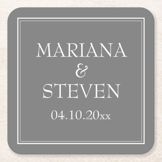 Modern minimalistisch grijs huwelijk kartonnen onderzetters (Voorkant)