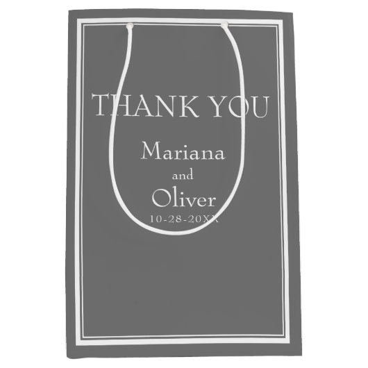 Modern minimalistisch grijs huwelijk medium cadeauzakje (Voorkant)