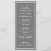 Modern minimalistisch grijs huwelijk programmakaart (Achterkant)