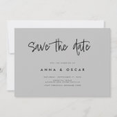 Modern minimalistisch grijs huwelijk sparen de dat save the date (Voorkant)
