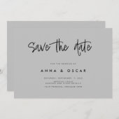 Modern minimalistisch grijs huwelijk sparen de dat save the date (Voorkant / Achterkant)