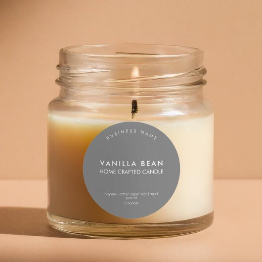 Modern minimalistisch grijs kaarsenetiket ronde sticker