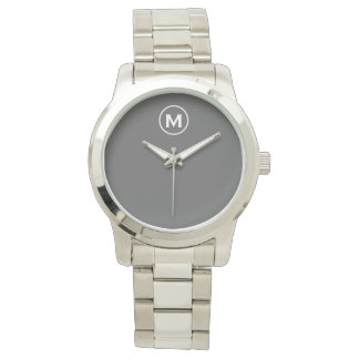 Modern minimalistisch grijs monogram horloge